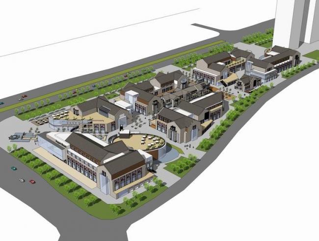 Sketchup商业模型|多层商业街，新中式风格