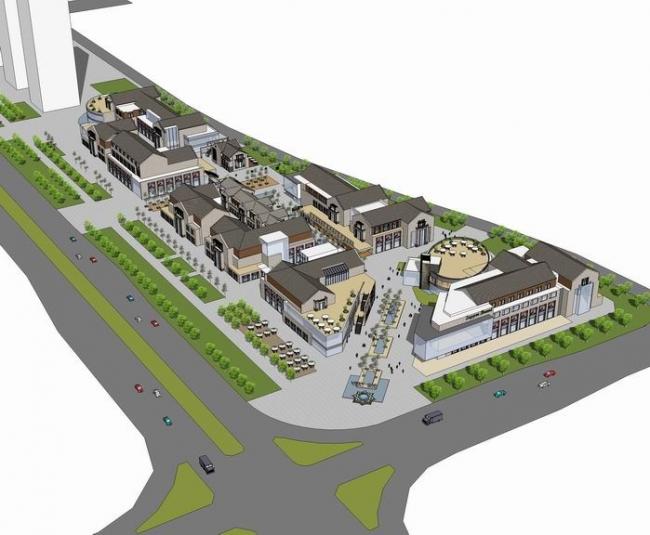 Sketchup商业模型|多层商业街，新中式风格