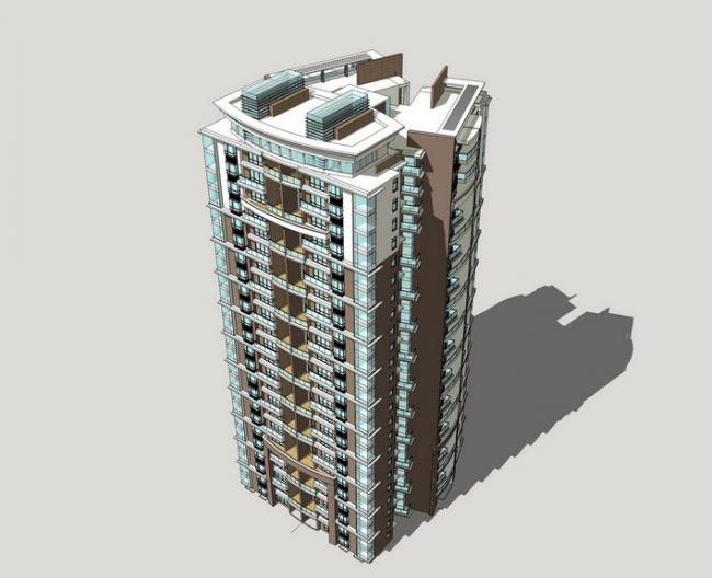 Sketchup住宅模型|高层住宅，居住建筑，现代风格