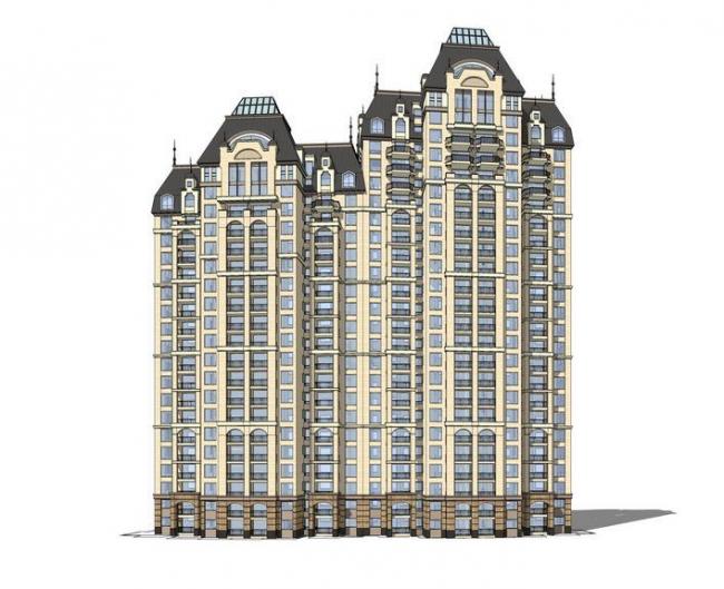 Sketchup住宅模型|高层住宅小区，居住建筑，古典风格，法式风格