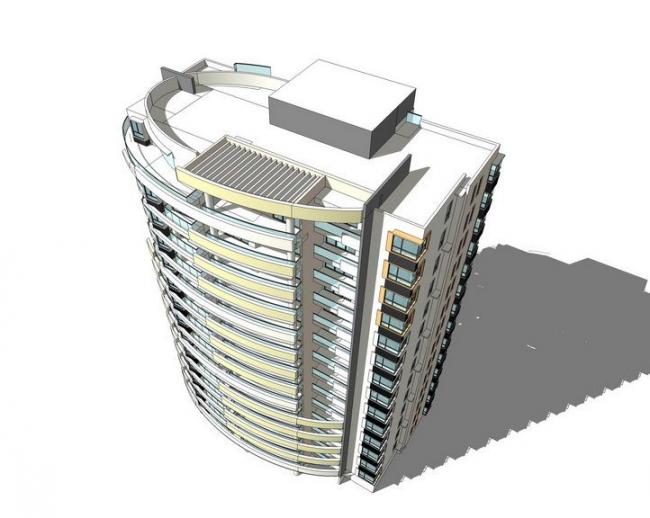 Sketchup住宅模型|高层住宅，居住建筑，现代风格