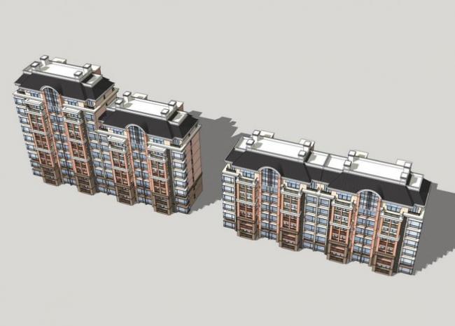 Sketchup住宅模型|多层住宅，居住建筑，法式风格，新古典风格