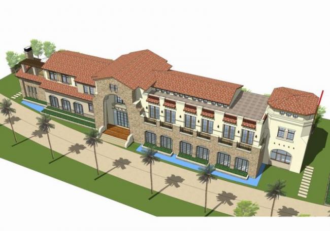 Sketchup商业模型|多层会所，古典风格，西班牙风格，商业建筑