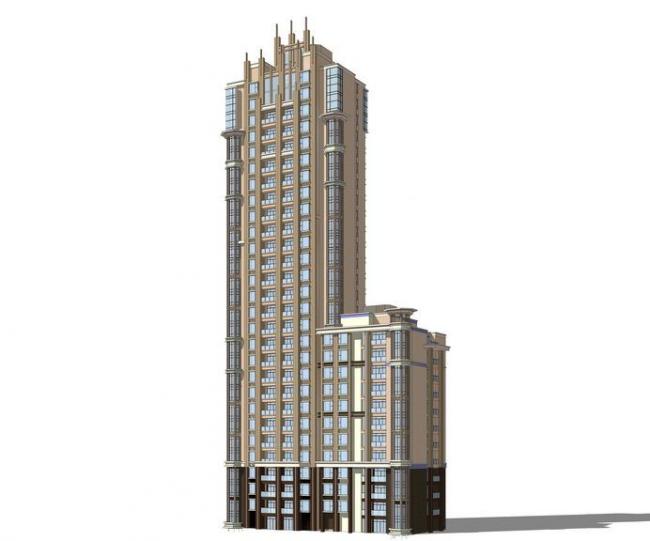 Sketchup住宅模型|高层住宅，ArtDeco风格，居住建筑