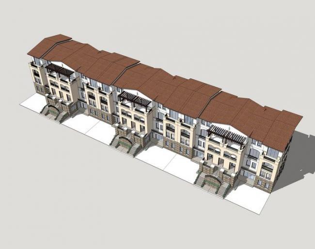 Sketchup住宅模型|多层住宅，联排住宅，居住建筑，西班牙风格，古典风格