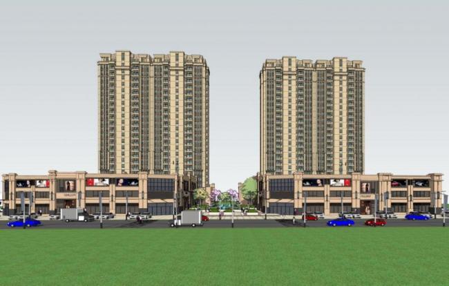 Sketchup住宅模型|高层住宅，底层商业，居住建筑，新古典风格