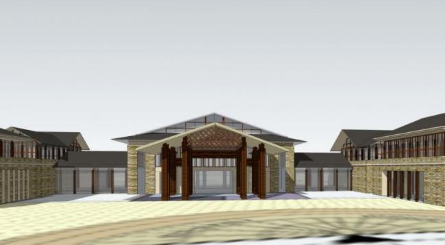 Sketchup酒店模型|多层度假酒店，新中式风格