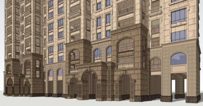 Sketchup住宅模型|高层住宅，居住建筑，古典风格，法式风格