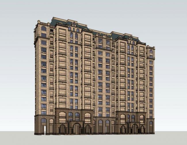 Sketchup住宅模型|高层住宅，居住建筑，古典风格，法式风格
