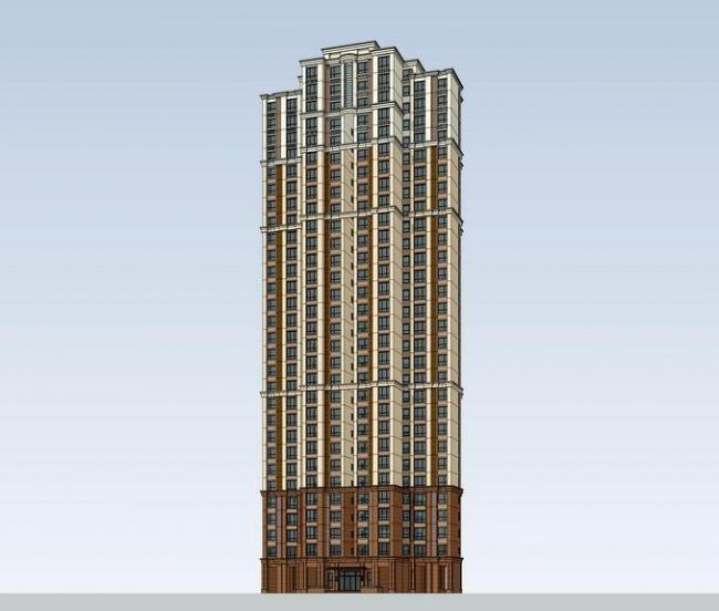 Sketchup住宅模型|高层住宅，居住建筑，新古典风格