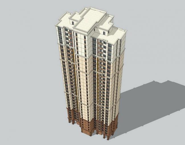 Sketchup住宅模型|高层住宅，居住建筑，新古典风格