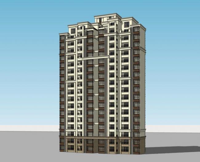 Sketchup住宅模型|高层住宅，居住建筑，新古典风格