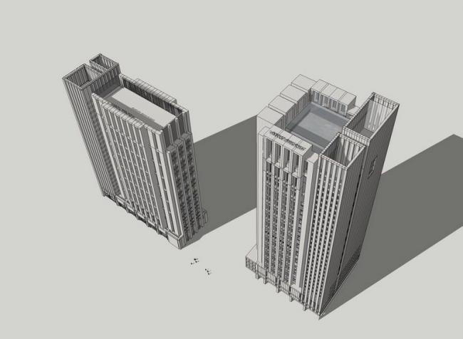 Sketchup办公模型|高层办公楼，新古典风格