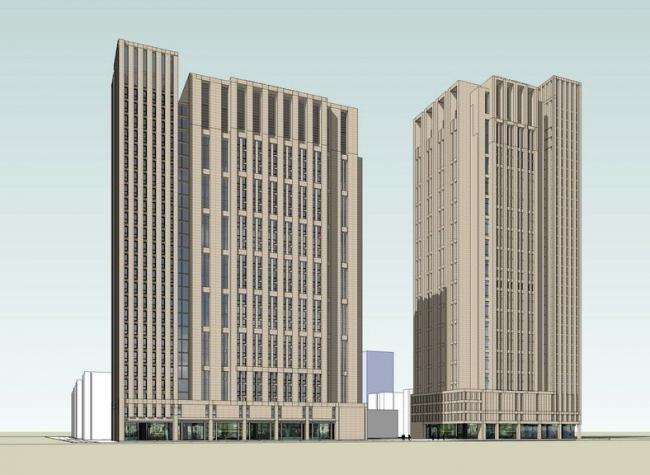 Sketchup办公模型|高层办公楼，新古典风格