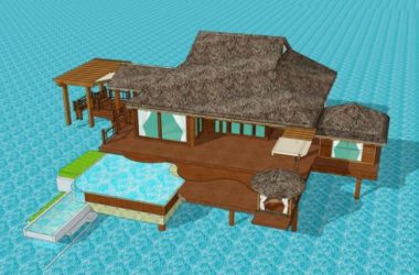 Sketchup酒店模型|海上民宿，多层酒店，东南亚风格-BIM建筑网