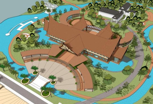 Sketchup酒店模型|多层酒店，古典风格，东南亚风格