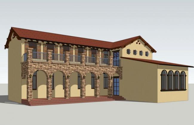 Sketchup文化模型|公园建筑，西班牙风格，古典风格