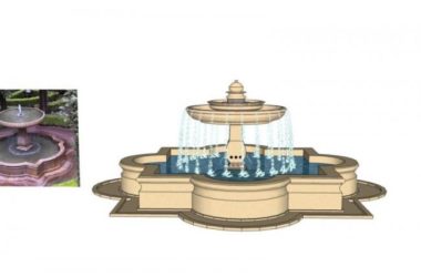 Sketchup素材模型|欧式水池喷泉模型素材组件-BIM建筑网