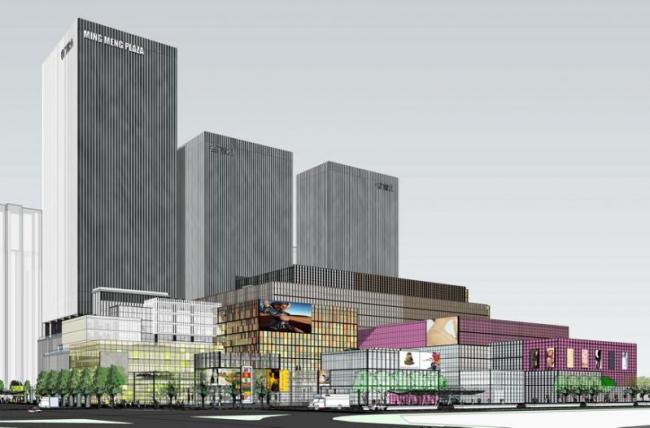 Sketchup办公模型|高层办公楼，底层商业，现代风格