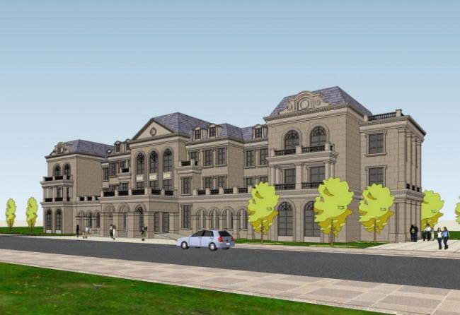 Sketchup酒店模型|多层酒店，法式风格，古典风格