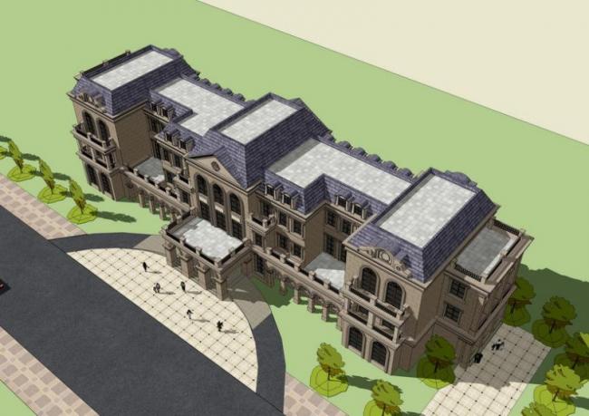 Sketchup酒店模型|多层酒店，法式风格，古典风格