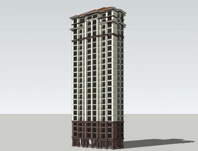 Sketchup住宅模型|高层住宅，居住建筑，古典风格，西班牙风格