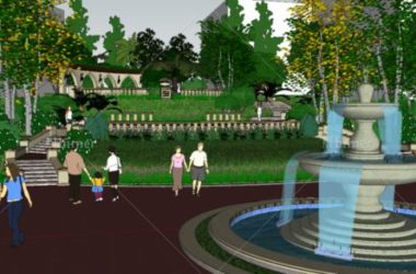 Sketchup景观模型|龙湖景观园林，庭院中心景观，古典风格-BIM建筑网