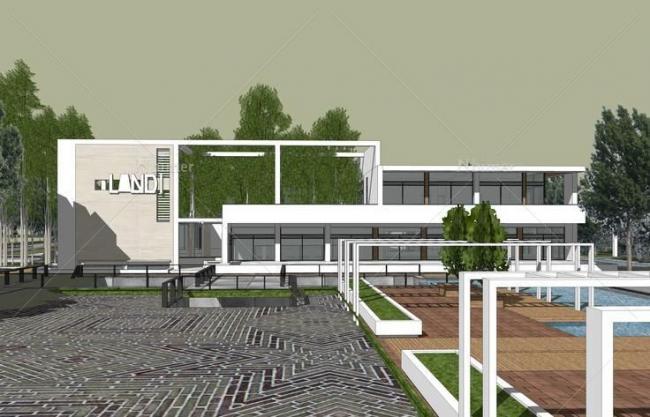 Sketchup商业模型|多层餐厅，商业建筑，现代风格