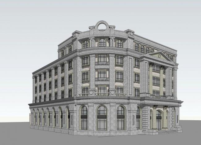 Sketchup古建筑模型|多层民国建筑，古典风格，古建