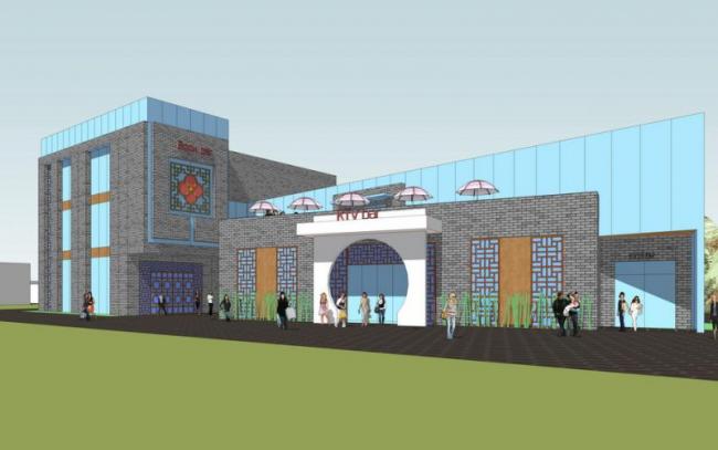 Sketchup文化模型|多层书吧图书馆，文化建筑，新中式风格