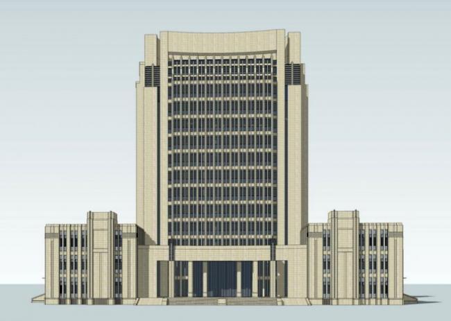 Sketchup办公模型|高层行政办公楼，新古典风格