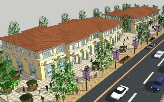 Sketchup商业模型|多层商业街，古典风格，西班牙风格