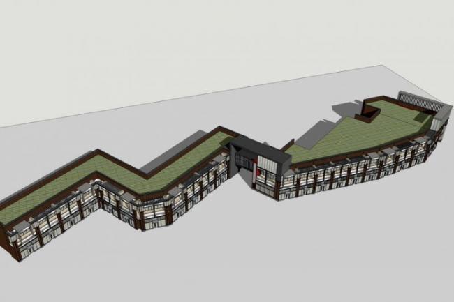 Sketchup商业模型|多层商业裙房，现代风格