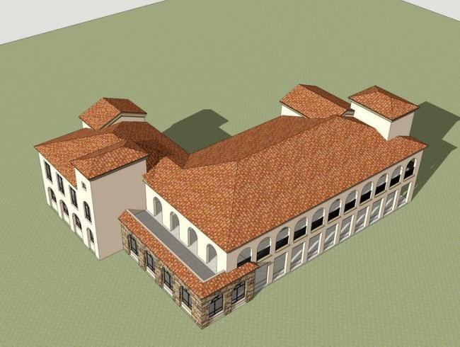 Sketchup商业模型|多层会所，商业建筑，西班牙风格，古典风格