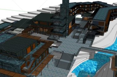 Sketchup酒店模型|多层酒店，山地旅馆，现代风格-BIM建筑网