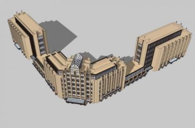 Sketchup酒店模型|多层酒店，古典风格，ArtDeco风格-BIM建筑网