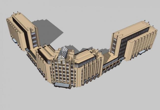 Sketchup酒店模型|多层酒店，古典风格，ArtDeco风格