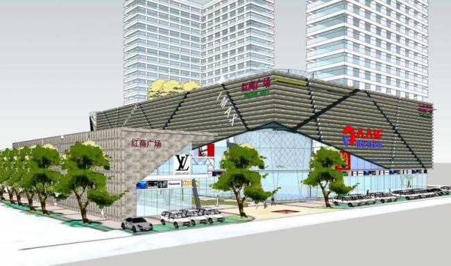 Sketchup商业模型|多层商业购物中心，现代风格