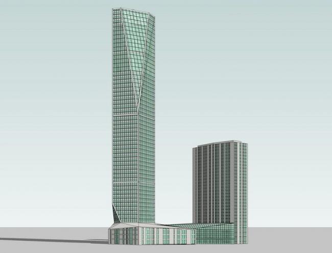 Sketchup办公模型|超高层办公楼，现代风格