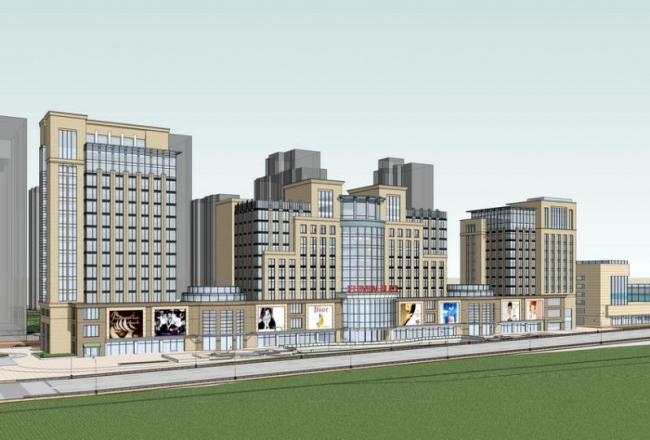 Sketchup办公模型|高层办公楼，新古典风格