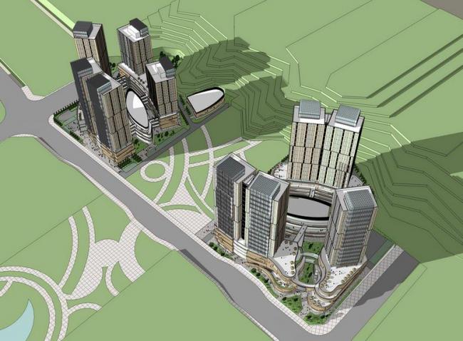 Sketchup办公模型|高层办公楼，现代风格