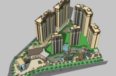 Sketchup住宅模型|高层住宅小区，居住建筑，新古典风格-BIM建筑网