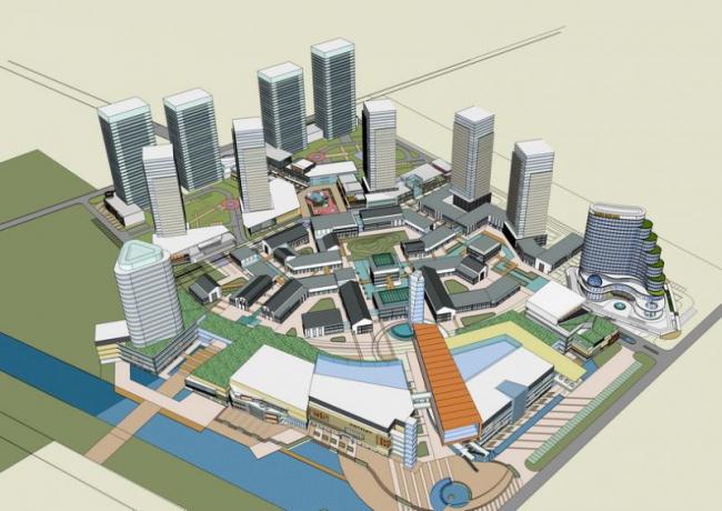 Sketchup商业模型|多层分散式商业街，现代风格