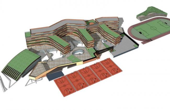 Sketchup学校模型|多层小学学校校园，教育建筑，现代风格