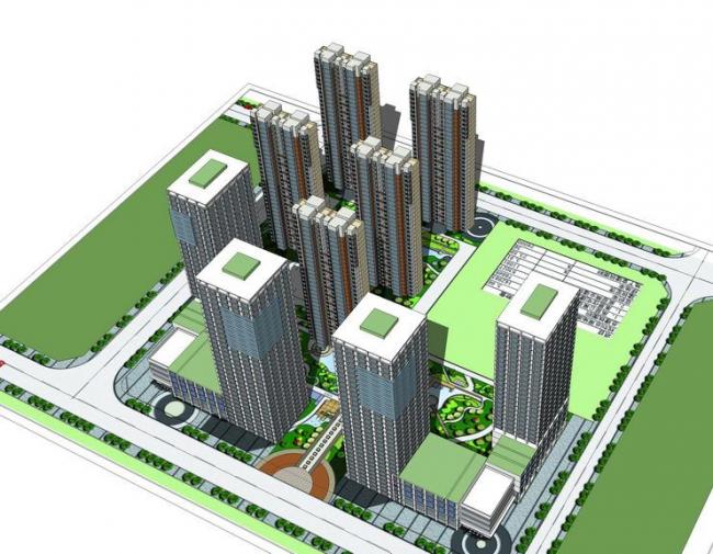 Sketchup办公模型|高层办公楼，现代风格