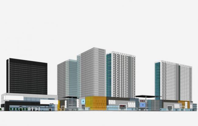 Sketchup办公模型|高层办公楼，现代风格