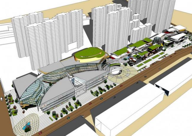 Sketchup住宅模型|多层商业街，现代风格