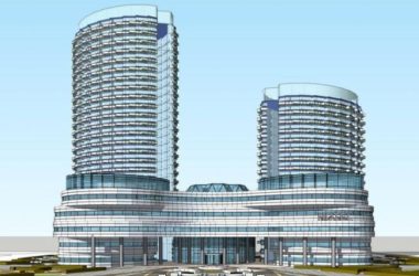 Sketchup办公模型|多高层混合办公建筑，现代风格-BIM建筑网