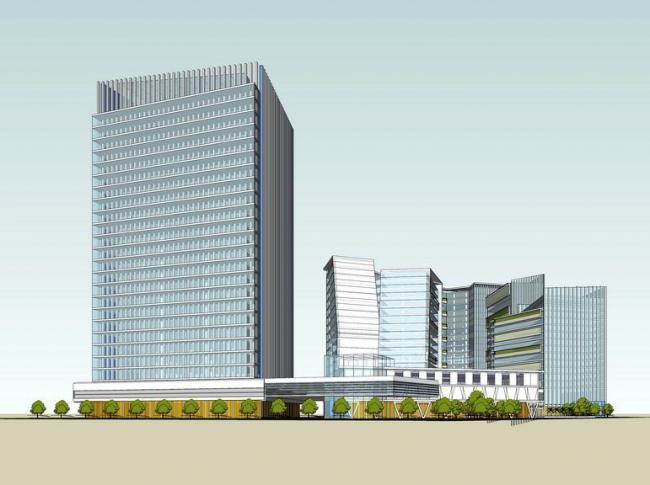Sketchup办公模型|高层办公楼，现代风格