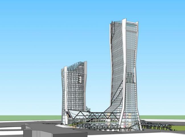 Sketchup办公模型|超高层办公，现代风格